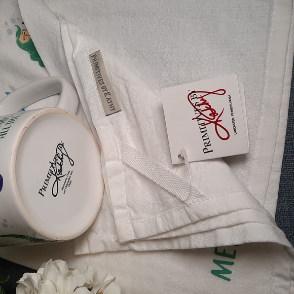 Mermaid Kitchen Dish Towel Matching Coffee Mug Gift Set Cotton Ceramic - Picture 4 of 5